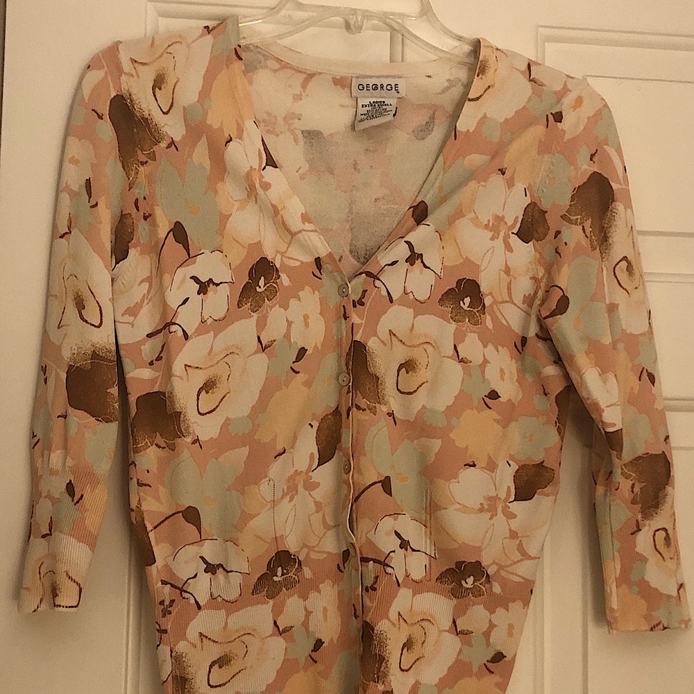 3/4 sleeve floral cardigan